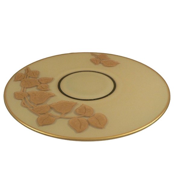 Centerpiece Charger Plate Glass Embossed Floral Border 3-D Effect back glazed - Picture 2 of 9